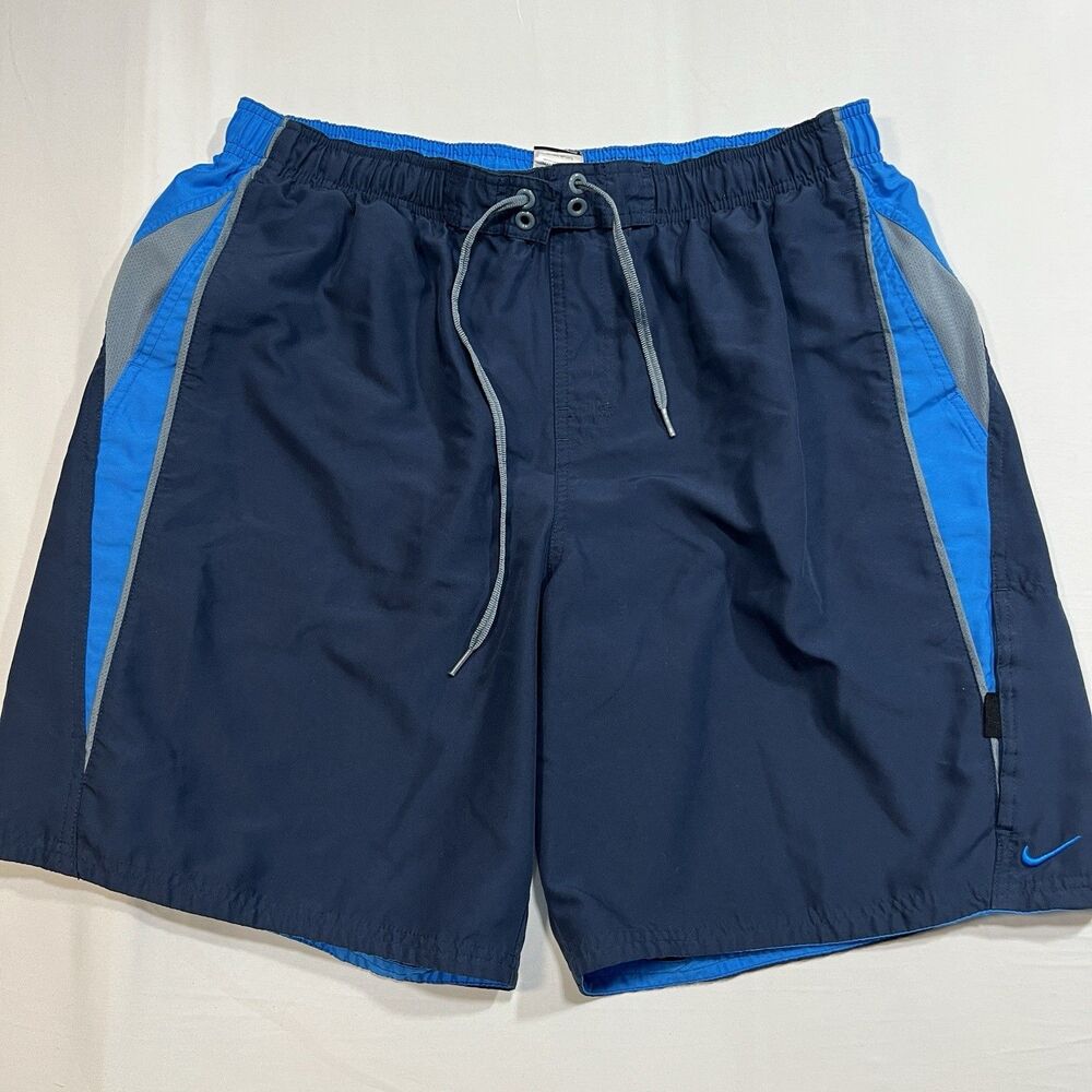 Nike Men's Swim Trunks Size XL Navy Blue Board Shorts Mesh Lined Pockets